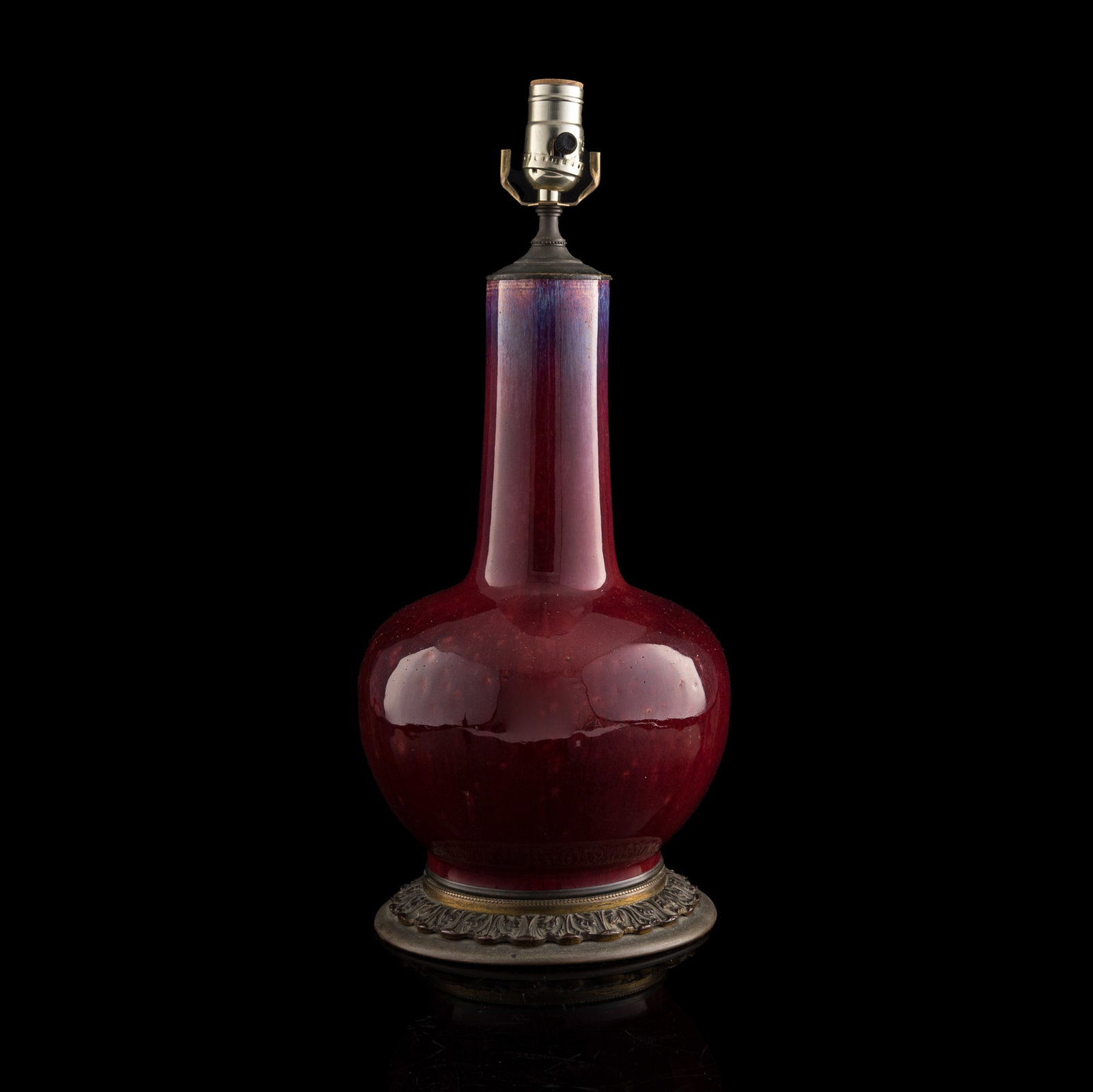 A Chinese flambe tianqiu vase lamp, early 19th century (1 of 7)