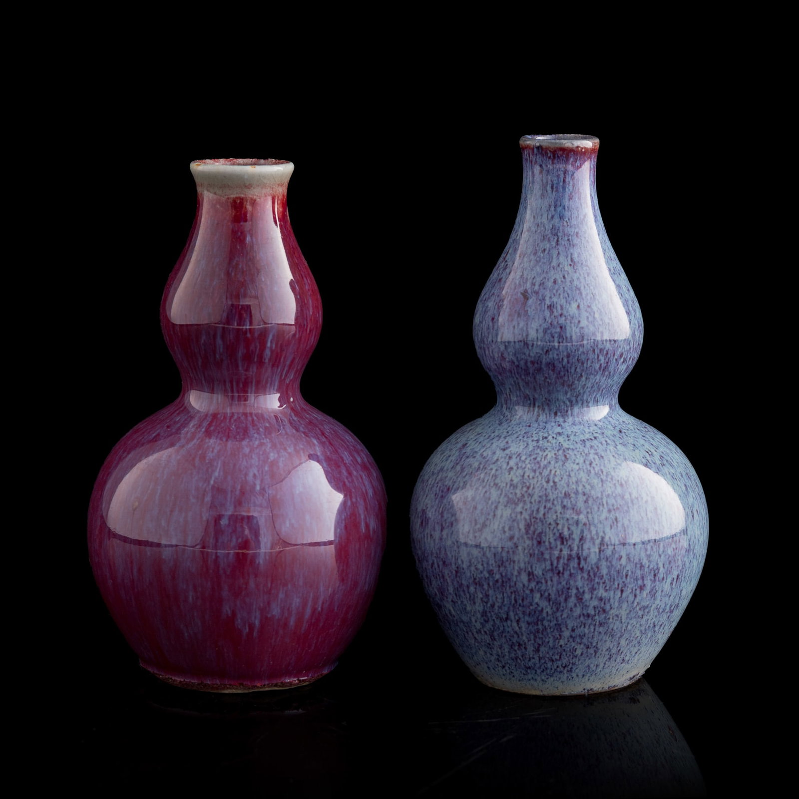 Two Chinese flambe double-gourd vases, 18th/19th century (1 of 9)