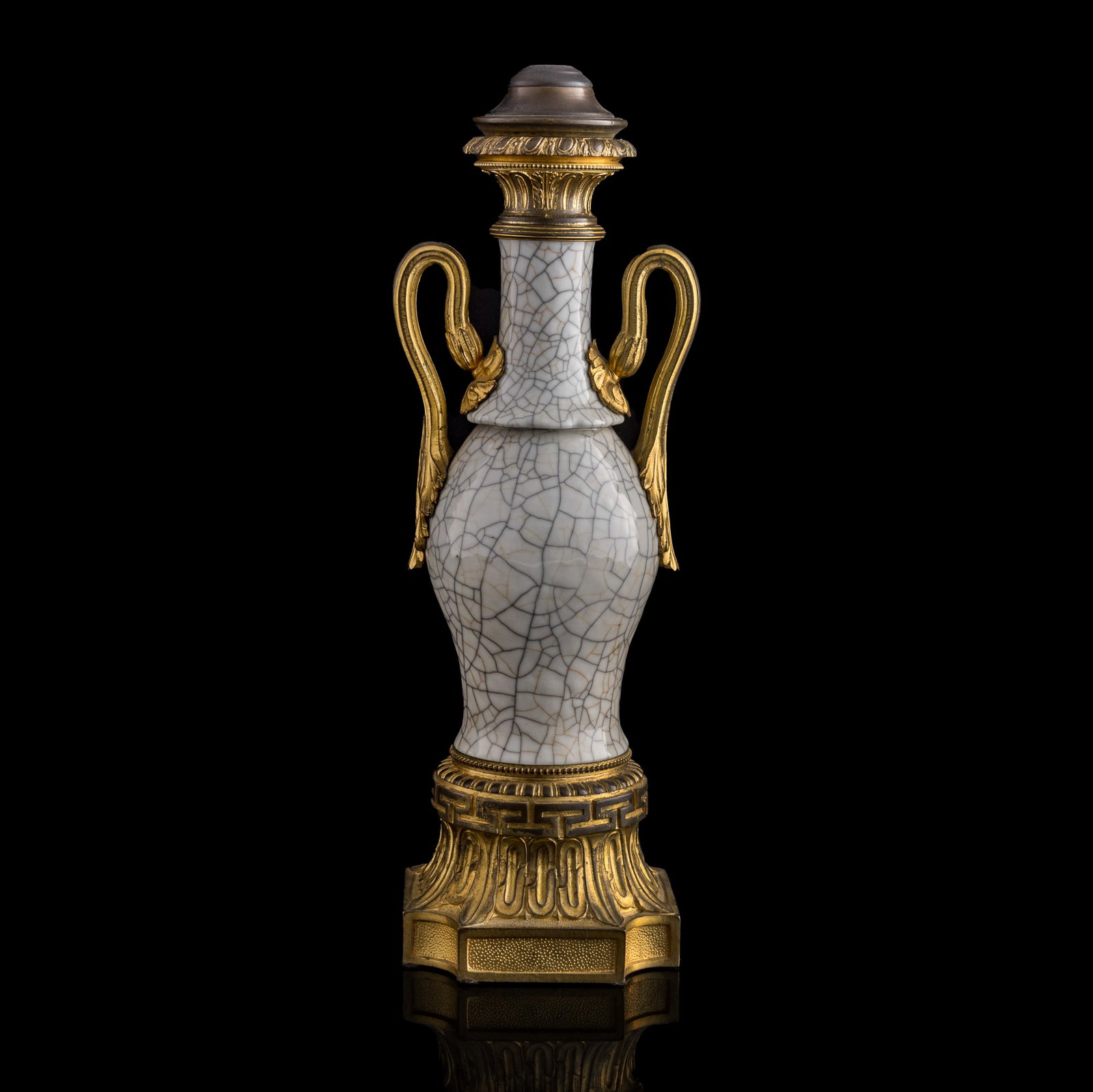 A Chinese Ge-type glaze vase lamp, Qing dynasty (1 of 8)