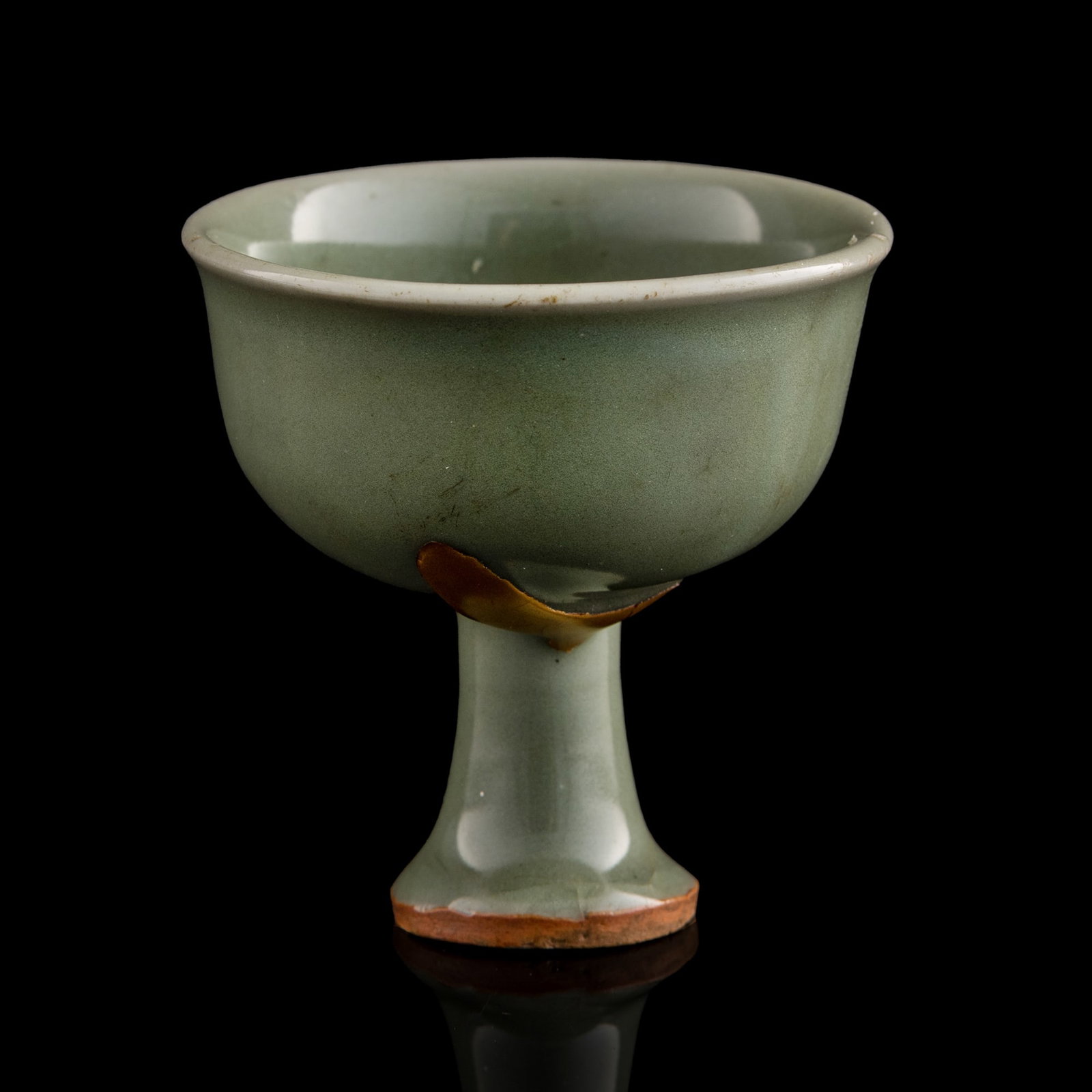 A Chinese Longquan celadon stem cup, Song/Yuan dynasty (1 of 9)
