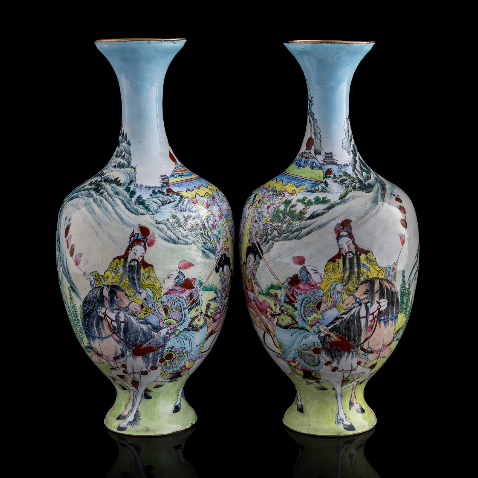 A pair of Chinese painted enamel vases, Republic period (1 of 9)