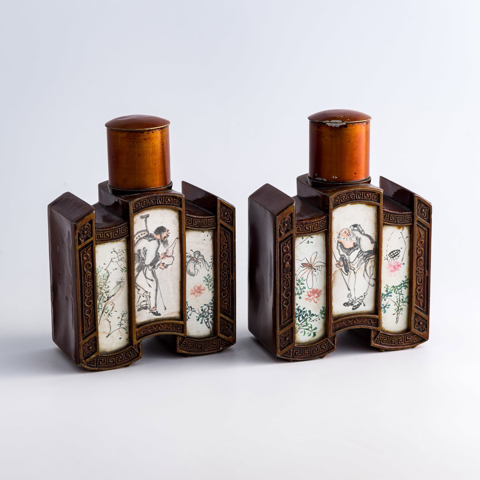 A pair of Chinese pewter tea caddies, Republic period (1 of 10)