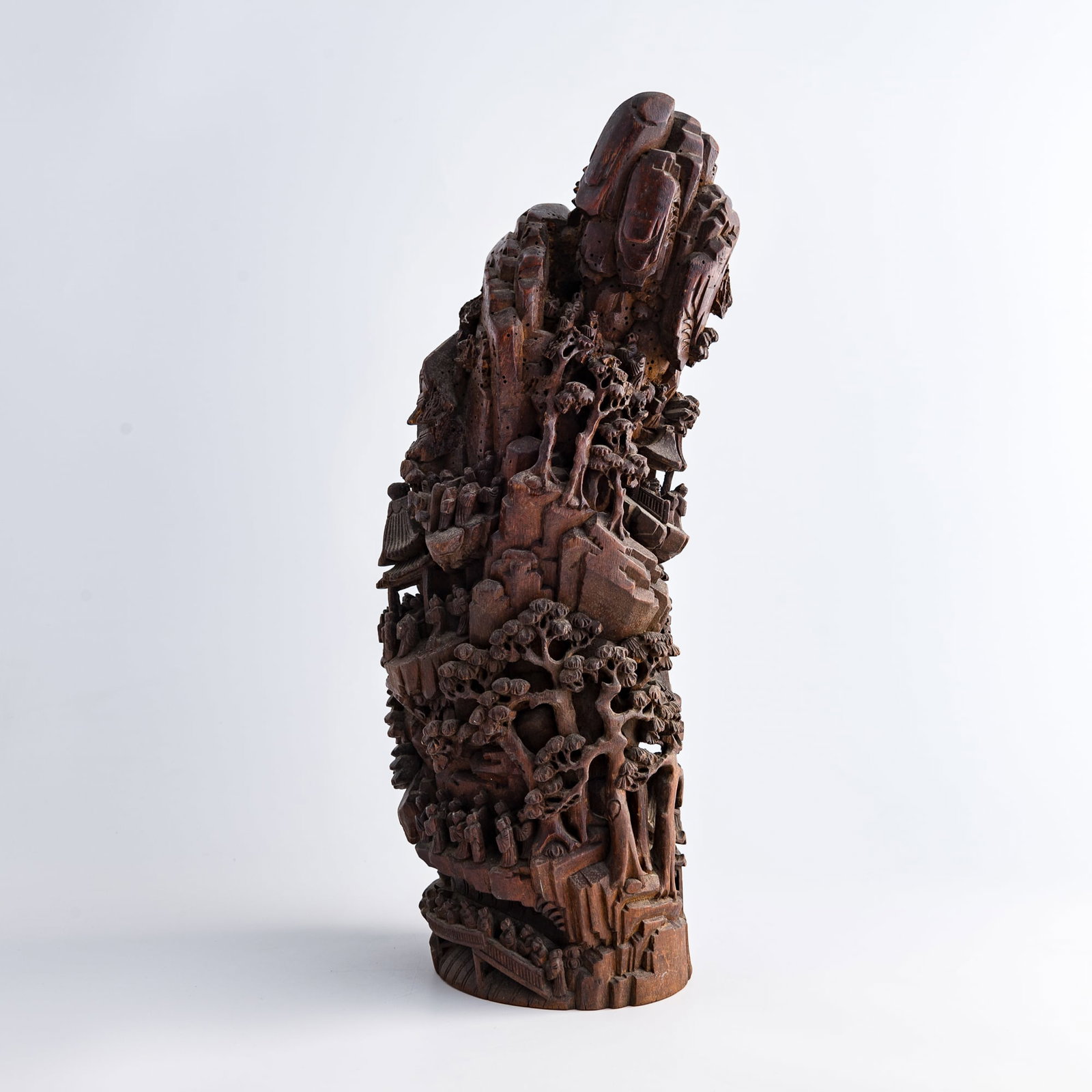 A Chinese carved bamboo mountain-form landscape ornament, 19th century (1 of 9)