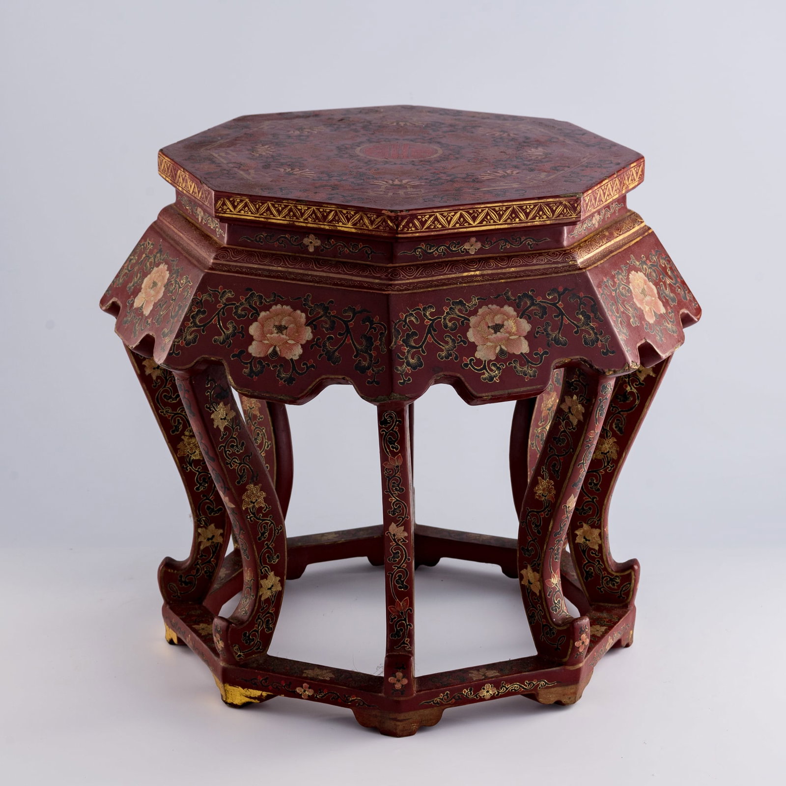 A Chinese painted lacquer octagonal stand, Republic period (1 of 10)