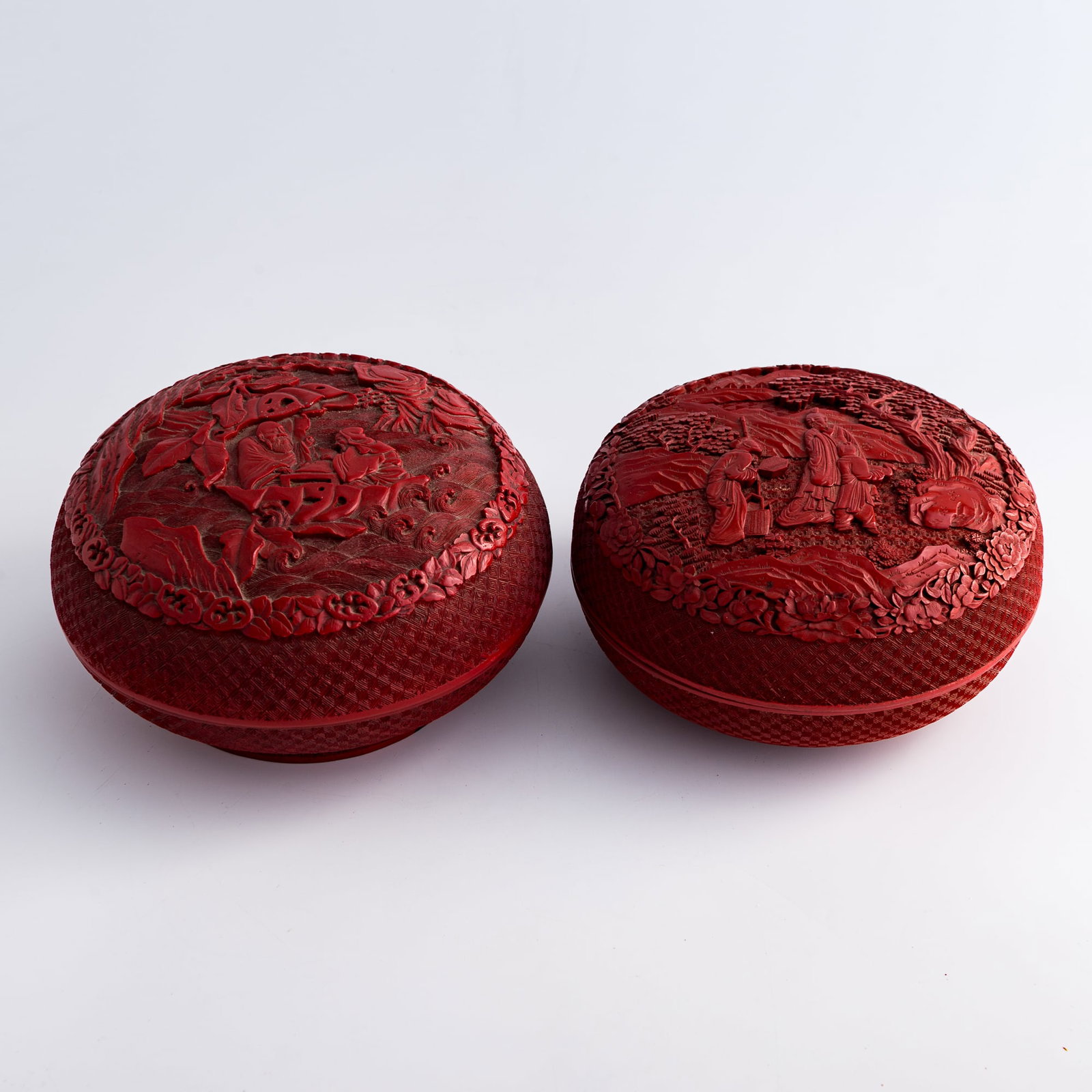 Two Chinese cinnabar covered boxes, 19th century (1 of 7)