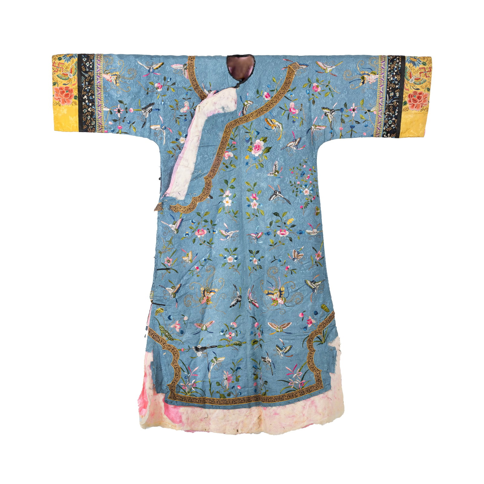 A Chinese blue-ground embroidered lady's over-robe, 19th century (1 of 10)