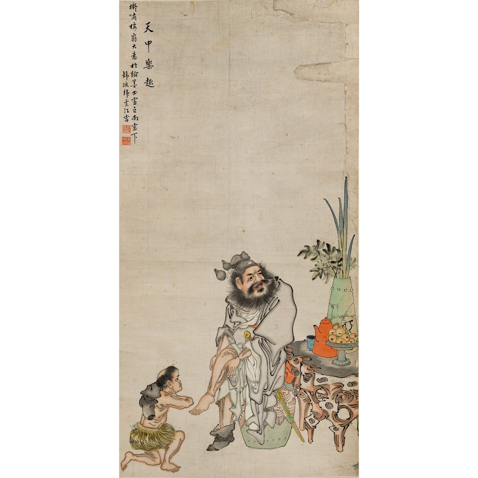 A Chinese 'Dragon Boat Festival' painting, hanging scroll, by Han Yunjiang (1 of 4)