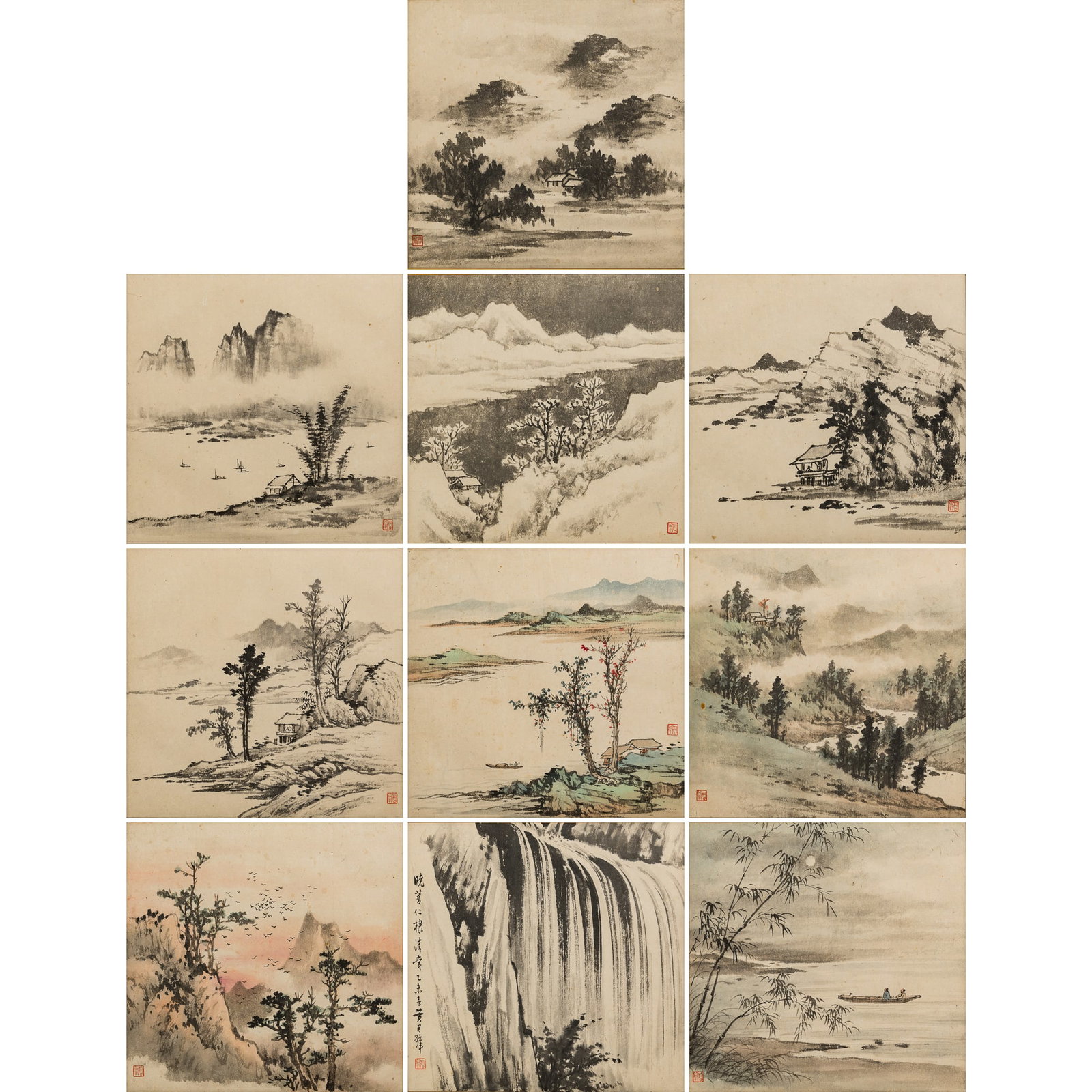 Ten Chinese landscape album leaves, by Huang Junbi (1898-1991) (1 of 15)