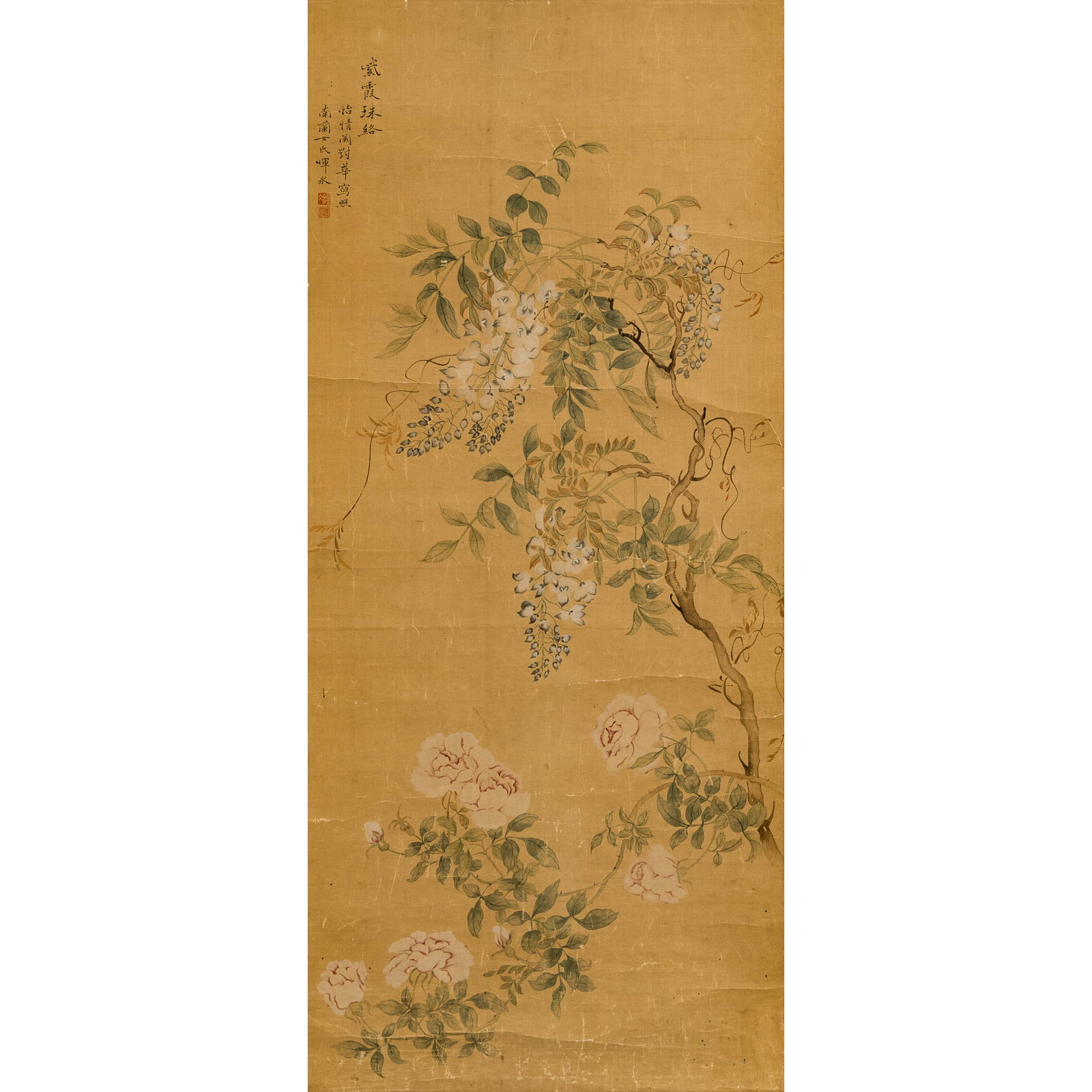 A Chinese 'floral' painting, hanging scroll, by Yun Bing, Qing dynasty (1 of 5)