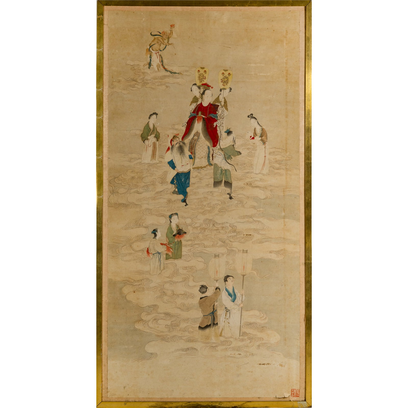 A Chinese painting of immortals attending the banquet at the Jade Pool, 18th/19th century (1 of 8)