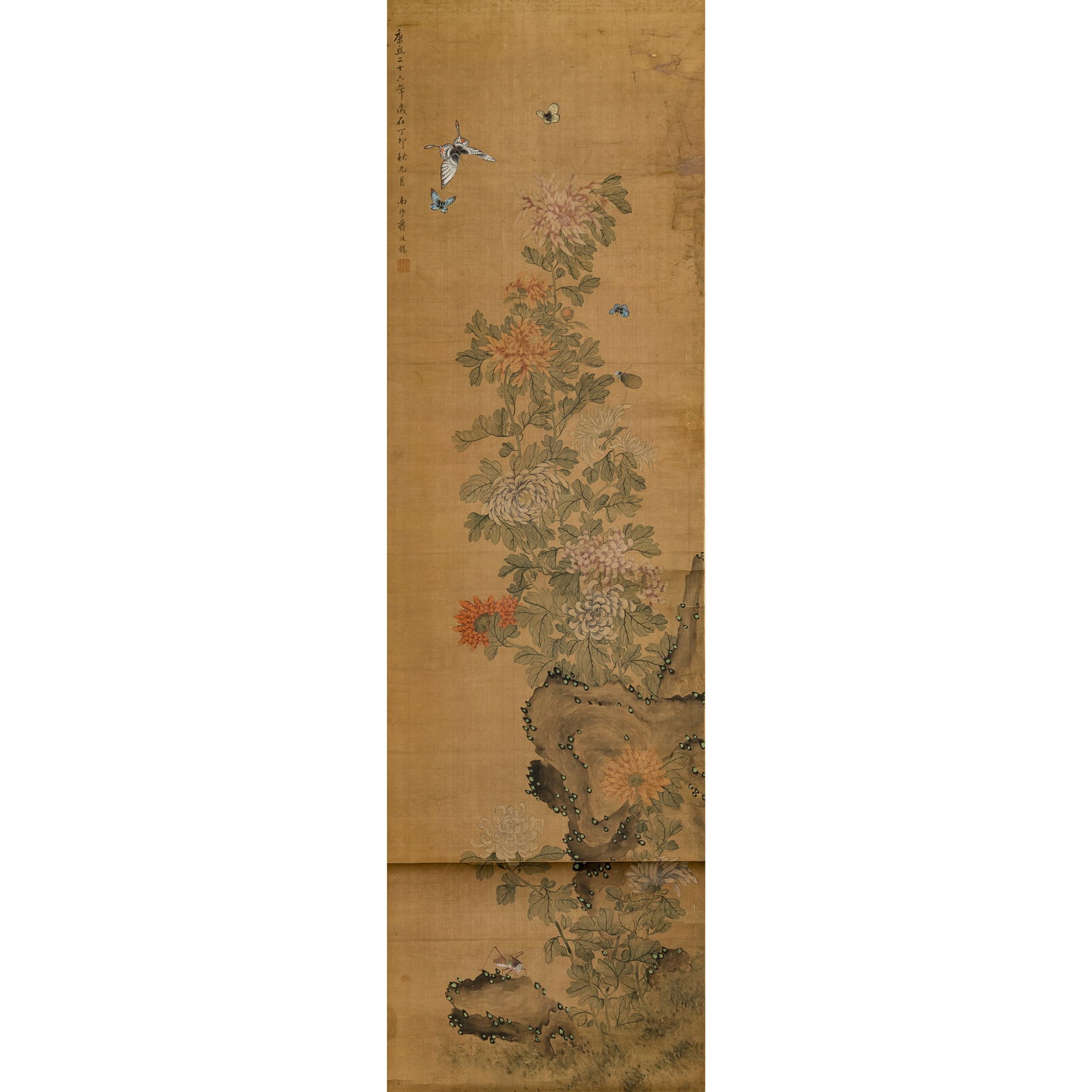 A Chinese 'chrysanthemum' painting, hanging scroll, attributed to Jiang Tingxi (1669-1732) (1 of 7)