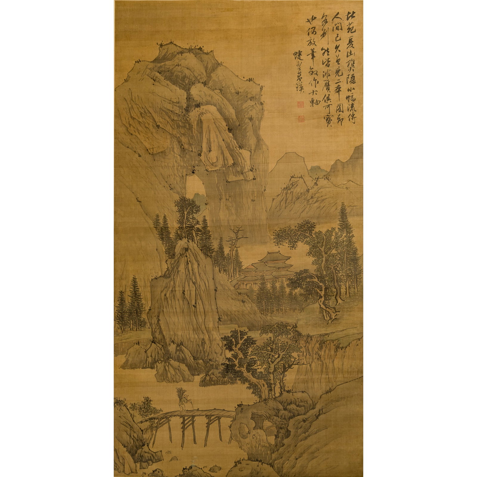 A Chinese landscape painting, hanging scroll, attributed to Lan Ying (1585-1666) (1 of 7)