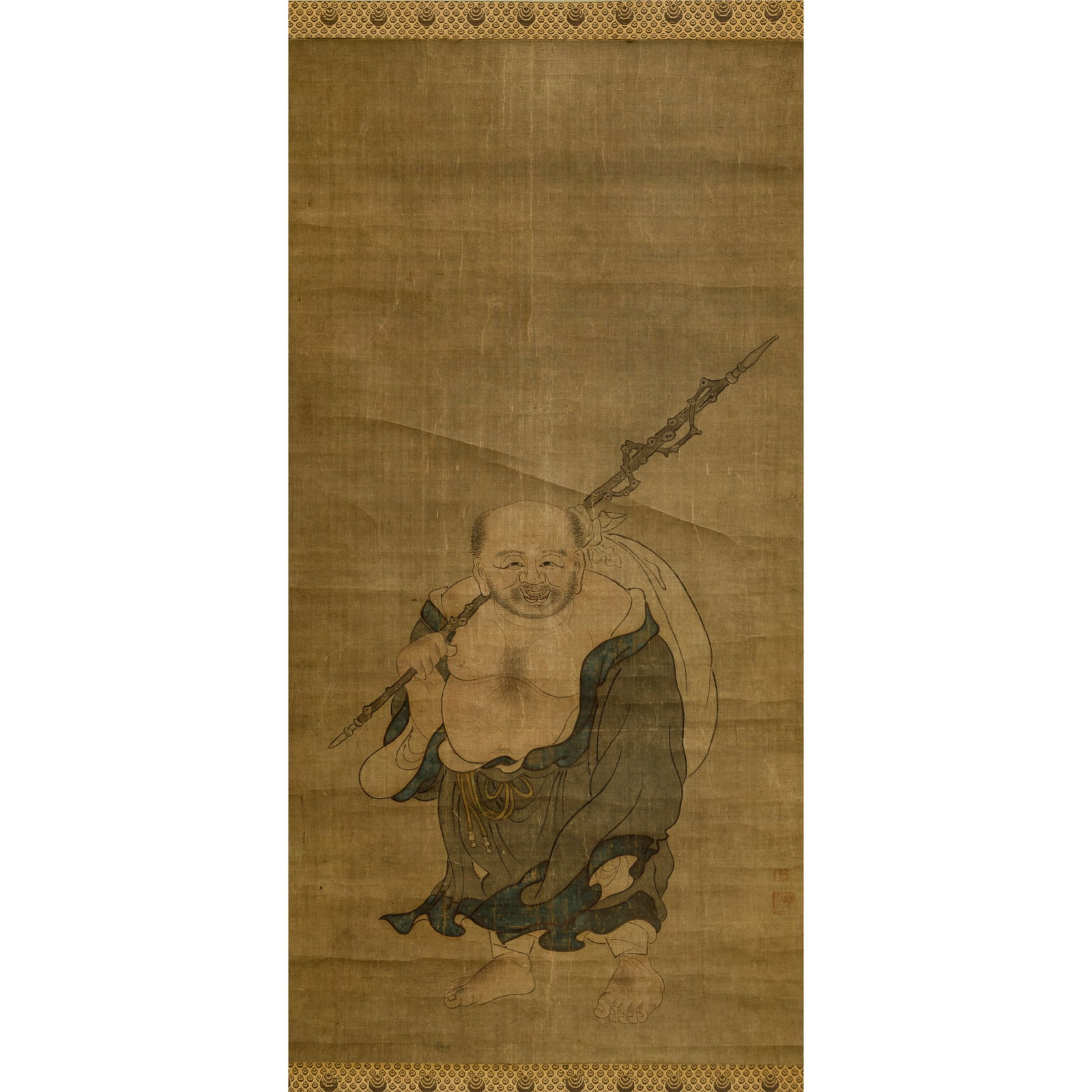 A Japanese 'Budai on a Journey' painting, hanging scroll (1 of 4)