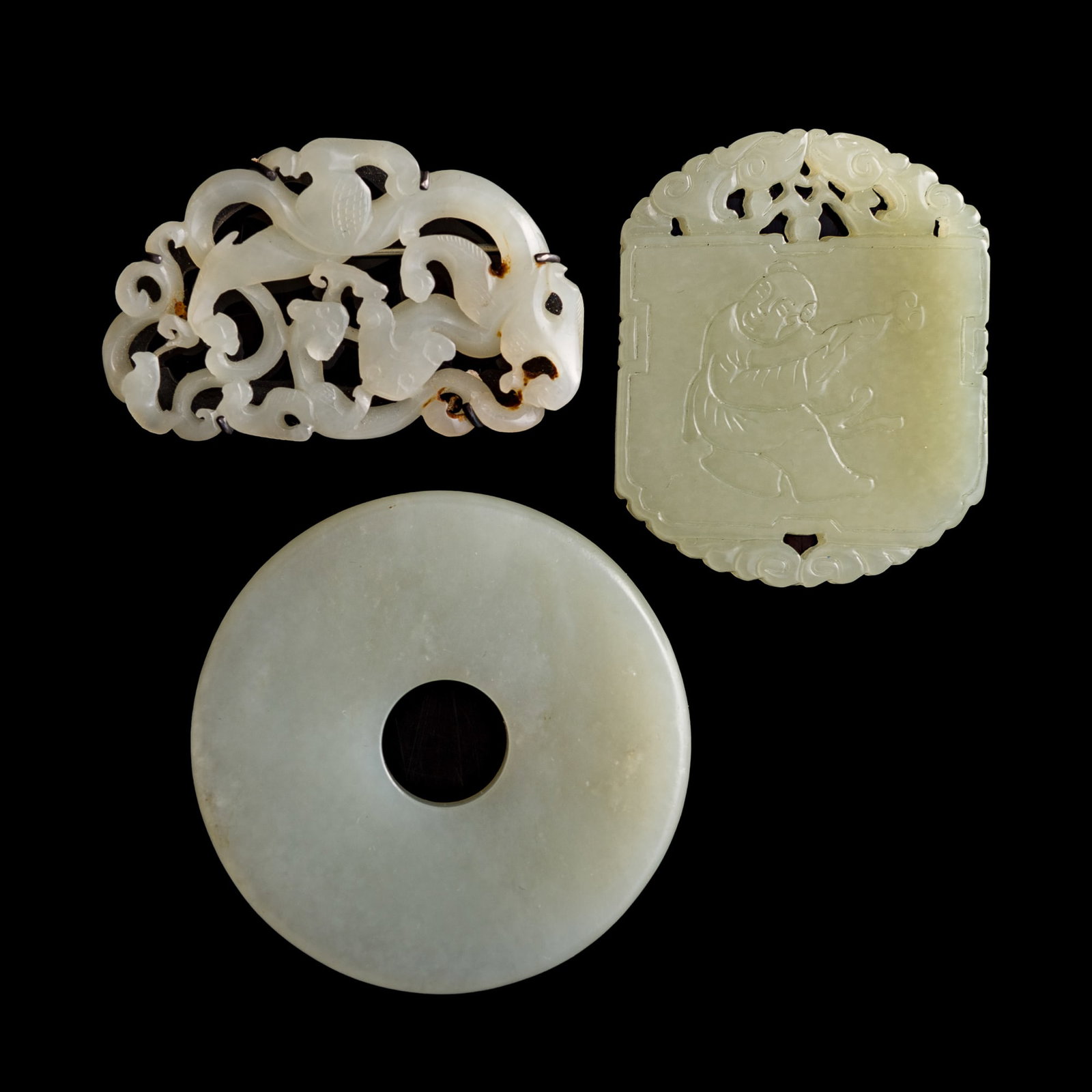 Three assorted Chinese jade carvings, Ming/Qing dynasty (1 of 8)