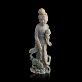 A Chinese jadeite lady figure, 19th century