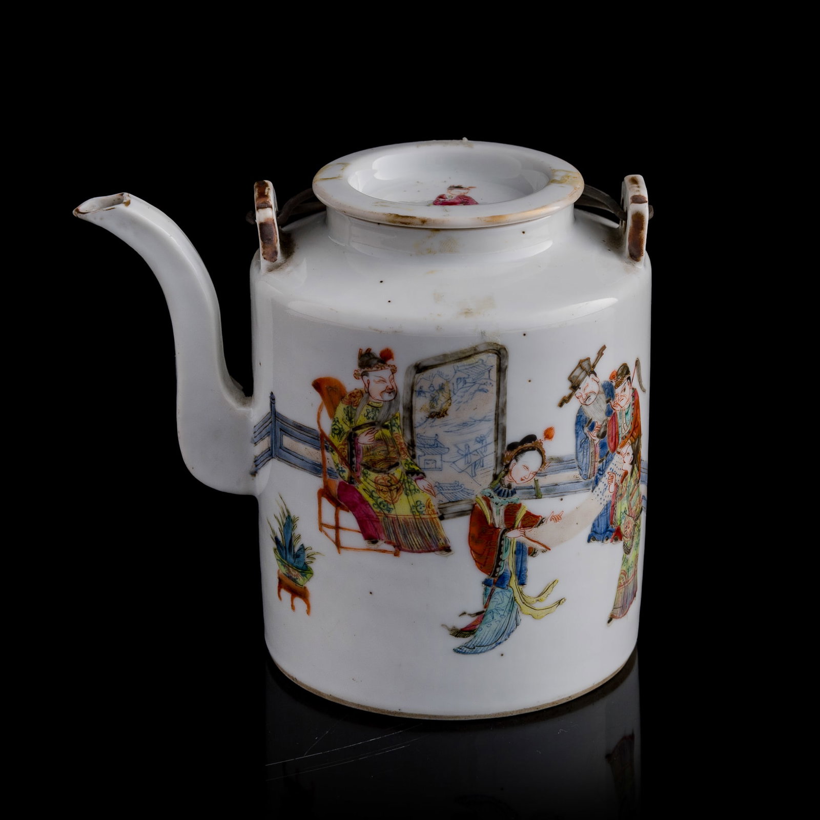 A Chinese famille rose 'figural' teapot, Daoguang period, Qing dynasty (1 of 10)