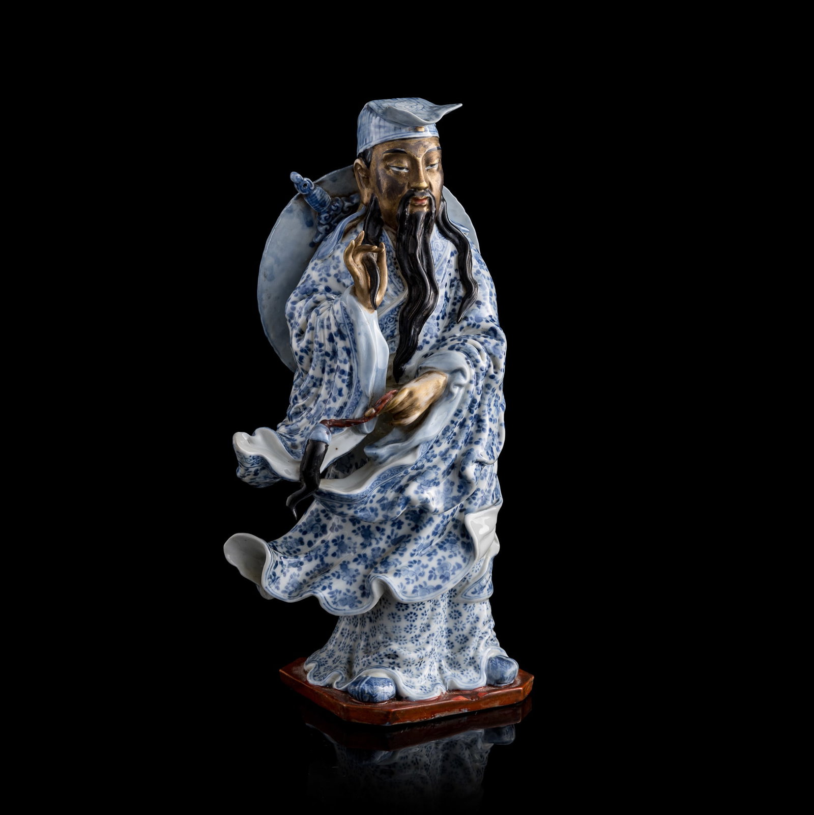 A Chinese blue and white figure of Lü Dongbin, Republic period (1 of 10)