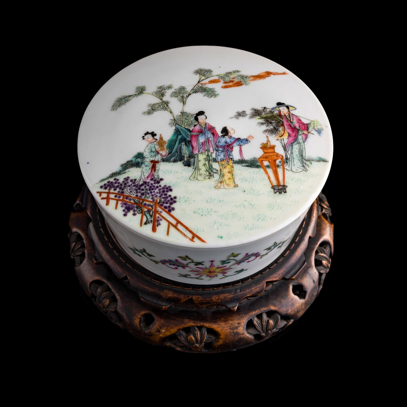 A Chinese famille rose covered 'boys' box, Republic period (1 of 8)