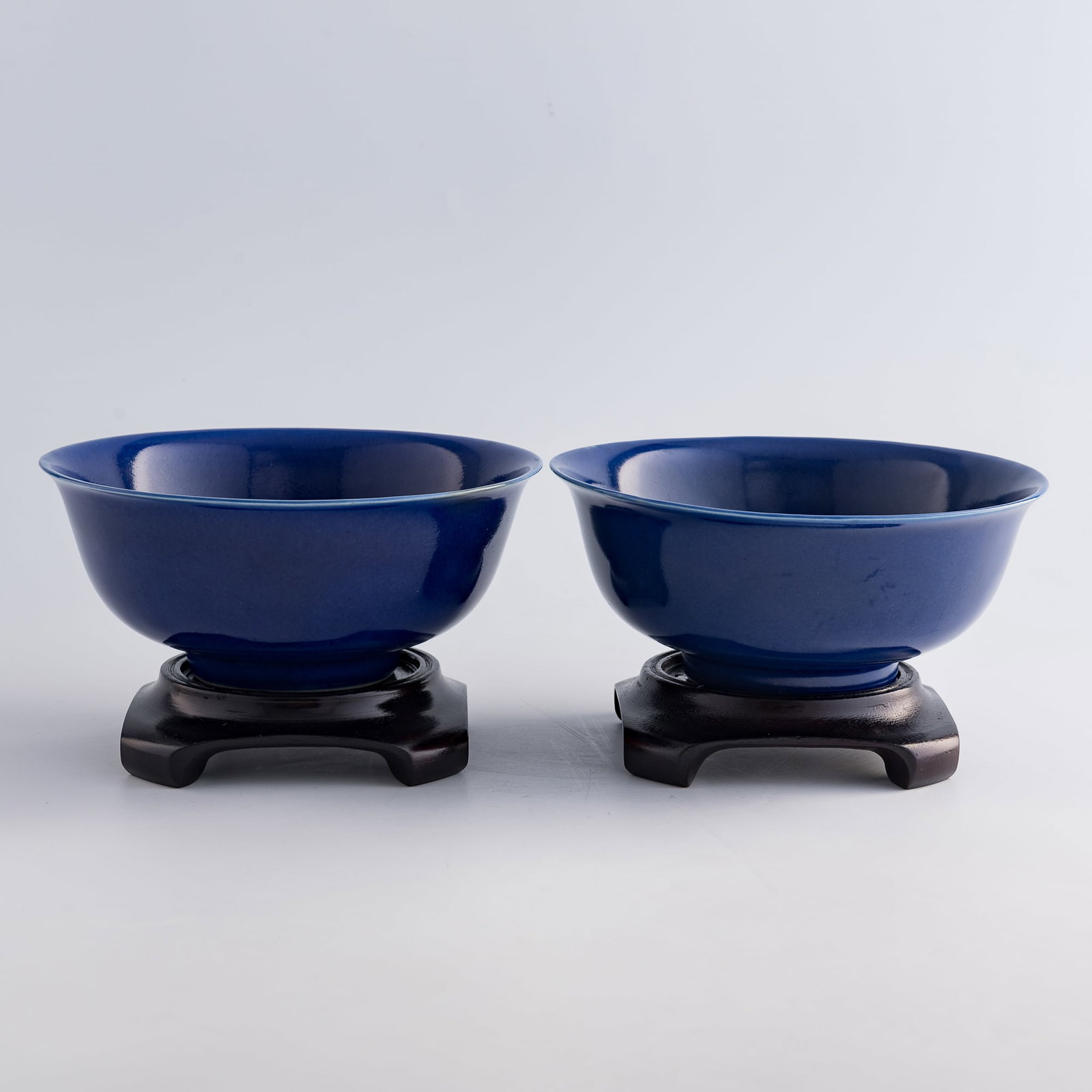 A pair of Chinese sacrificial-blue-glazed bowls, Guangxu period, Qing dynasty (1 of 11)