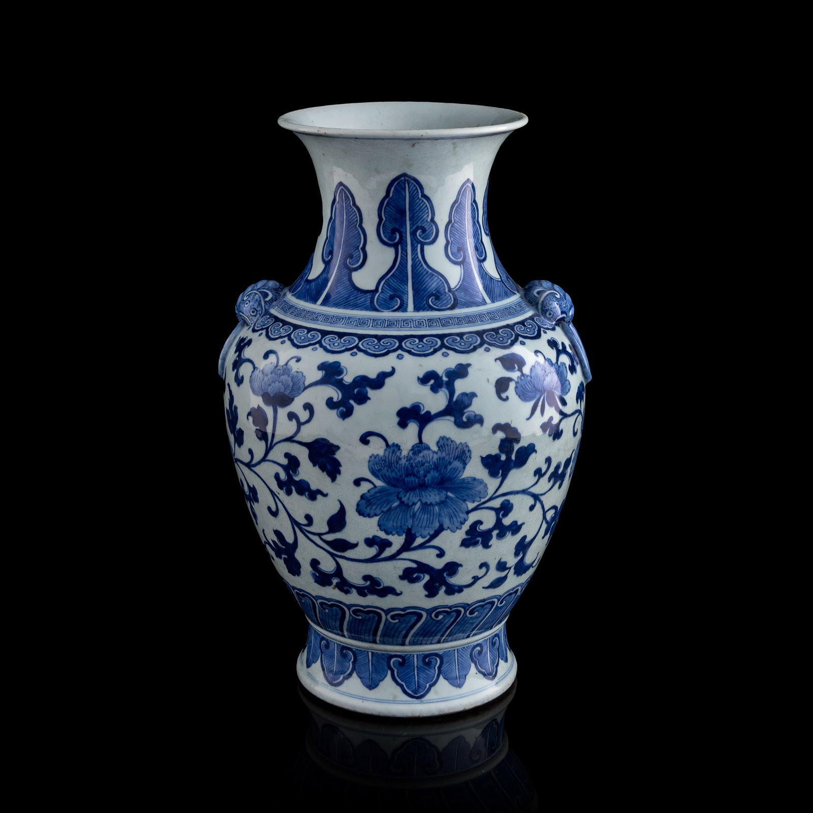 A Chinese blue and white 'lotus scroll' zun vase, early 19th century (1 of 9)
