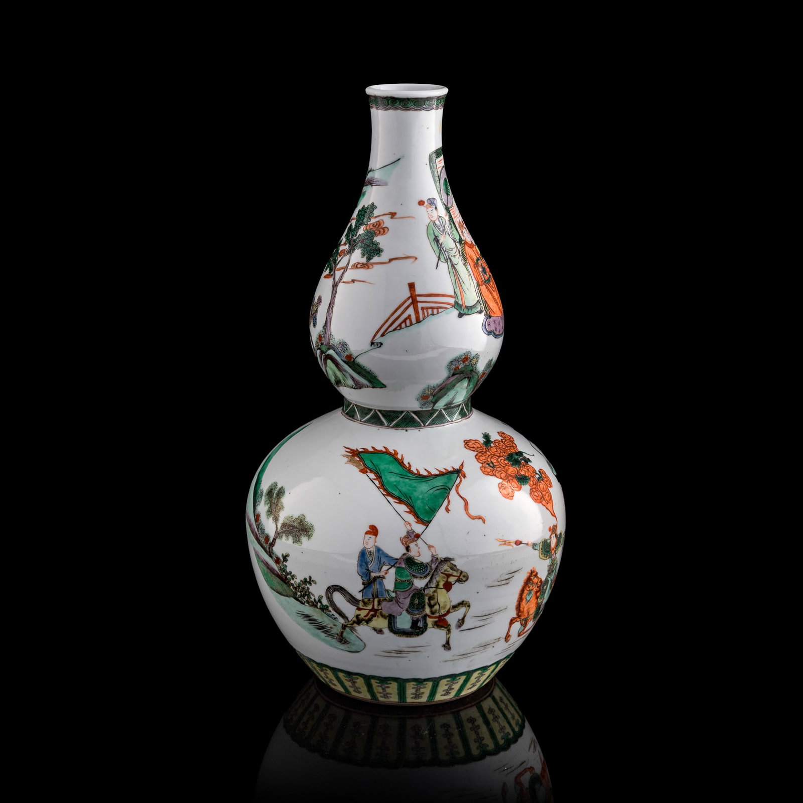 A Chinese wucai 'figural' double-gourd vase, 19th century (1 of 10)