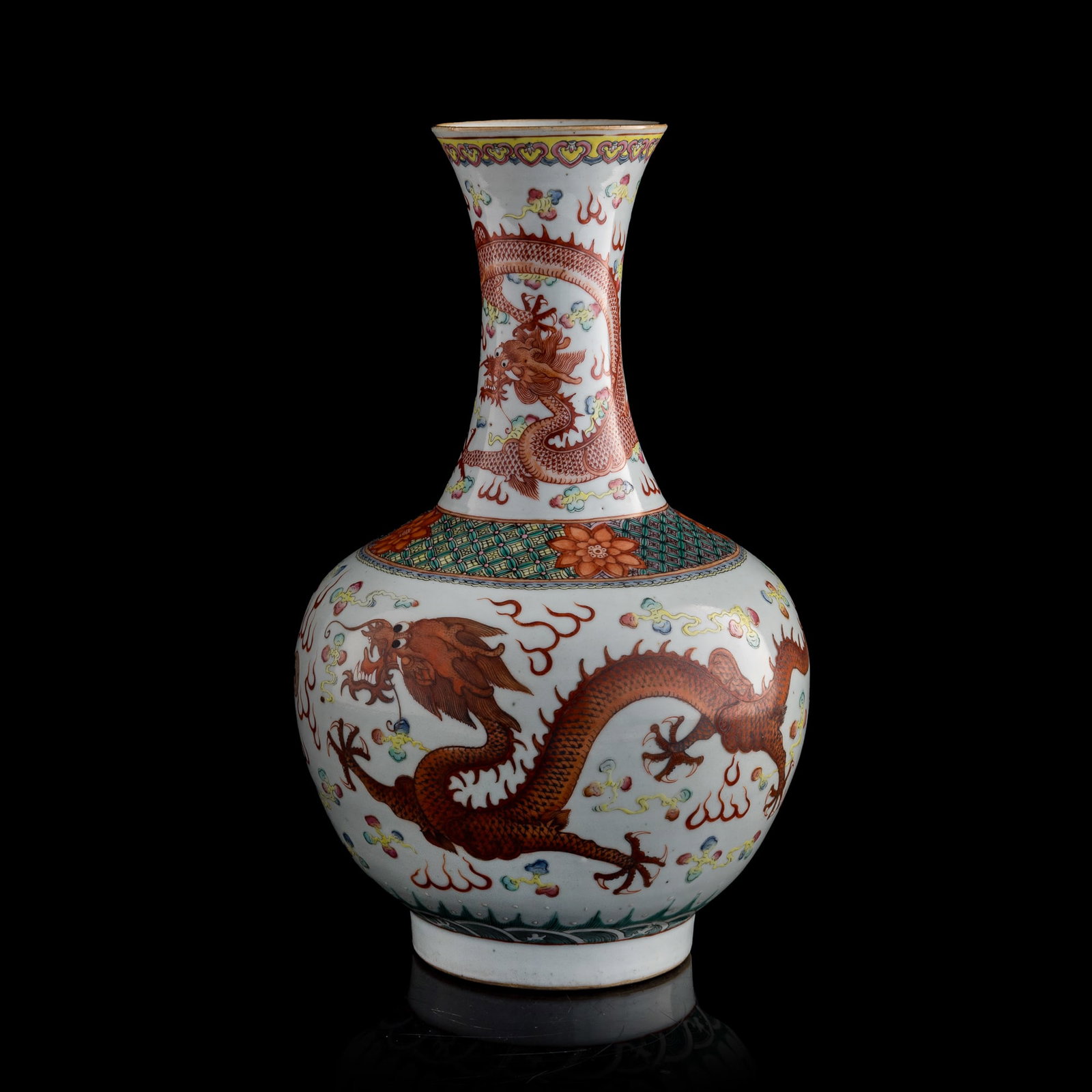 A Chinese famille rose dragon vase, Late 19th century (1 of 8)