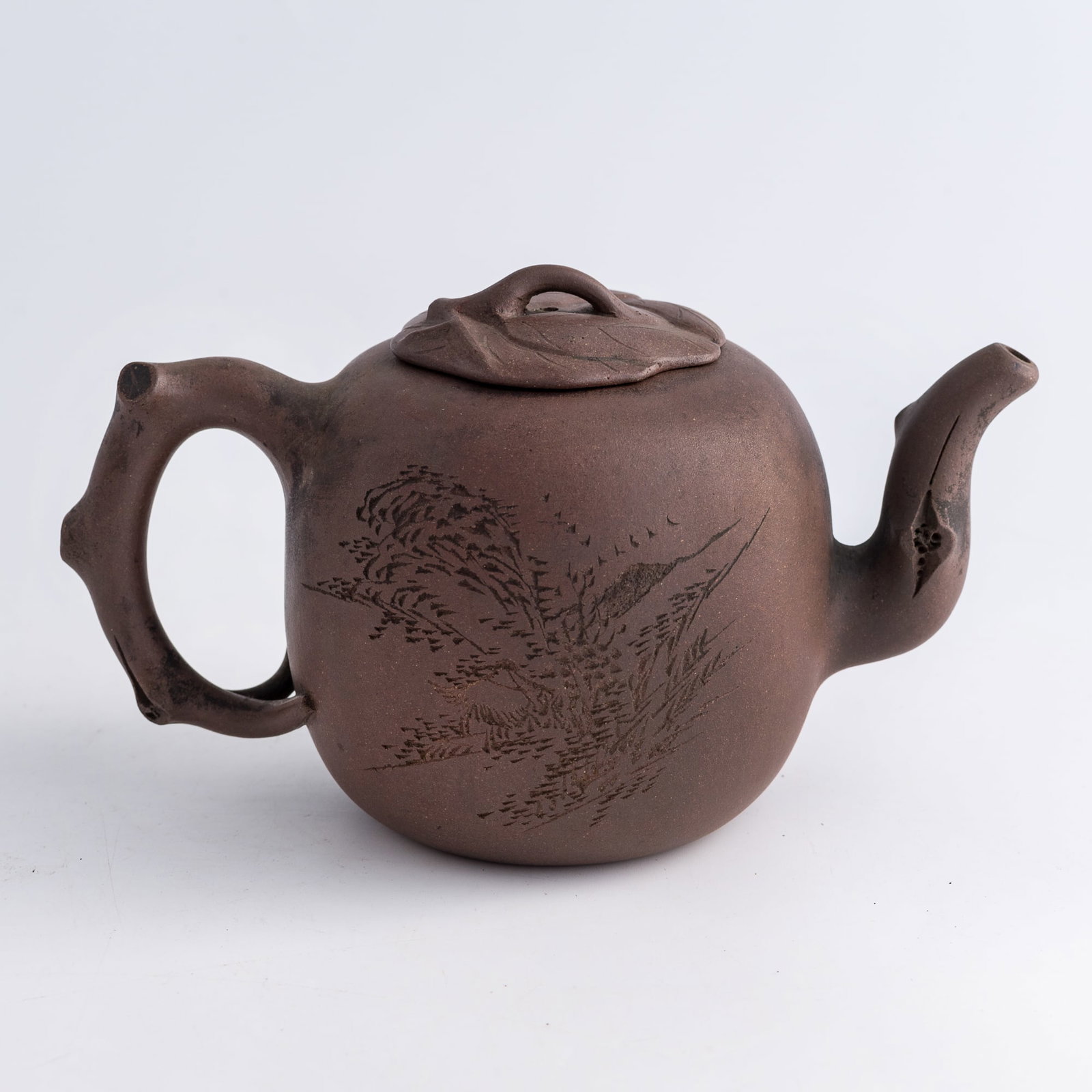 A Chinese Yixing zisha melon-form teapot, carved by Quanshi, Republic period (1 of 8)