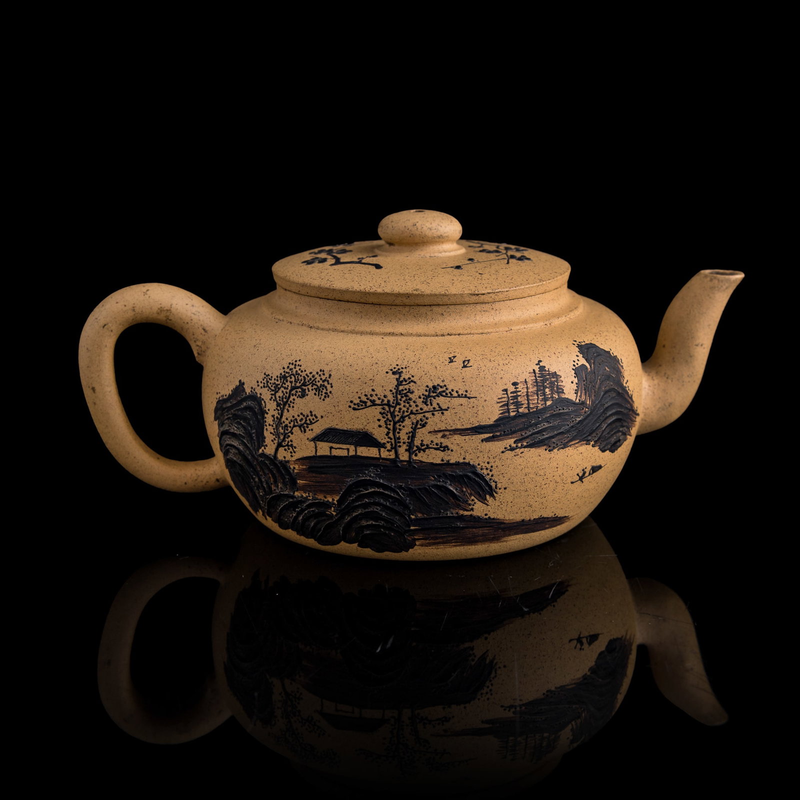 A Chinese enameled Duanni 'landscape' teapot, Qing dynasty (1 of 8)