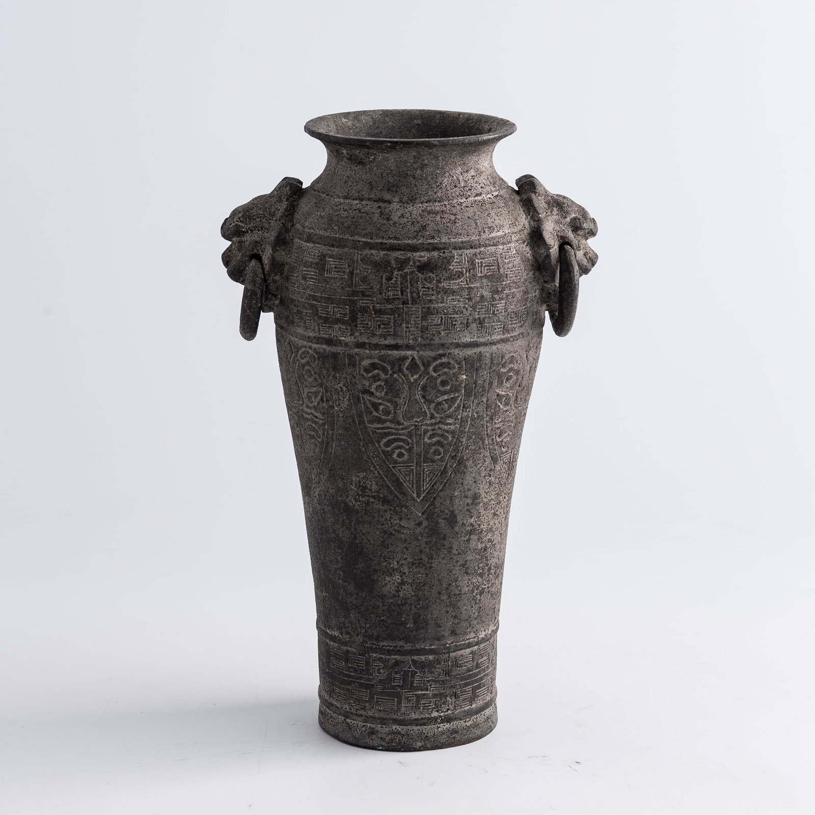 A Chinese bronze zun vase with beast-mask handles, Ming dynasty (1 of 10)