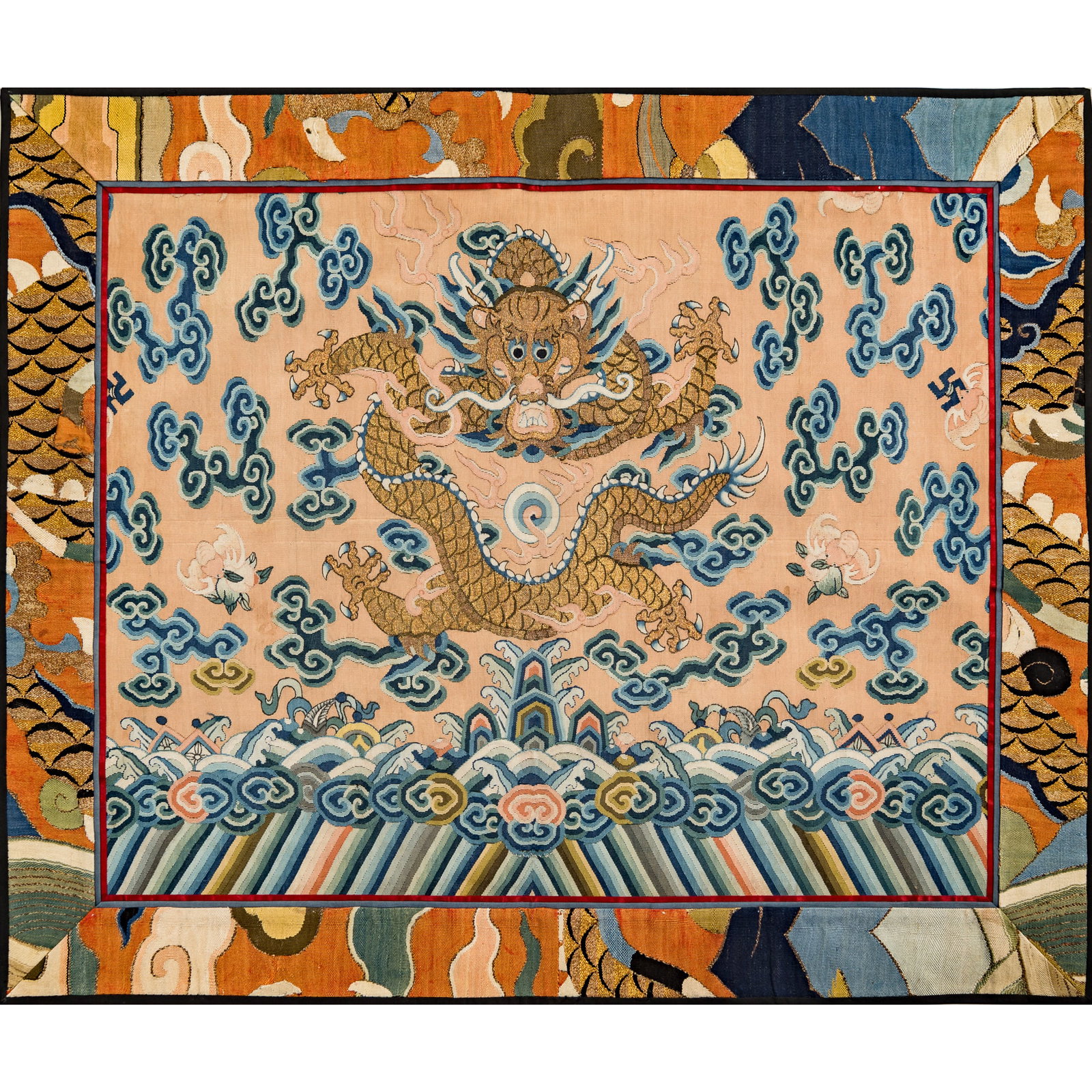 A Chinese kesi dragon panel, early 19th century (1 of 6)