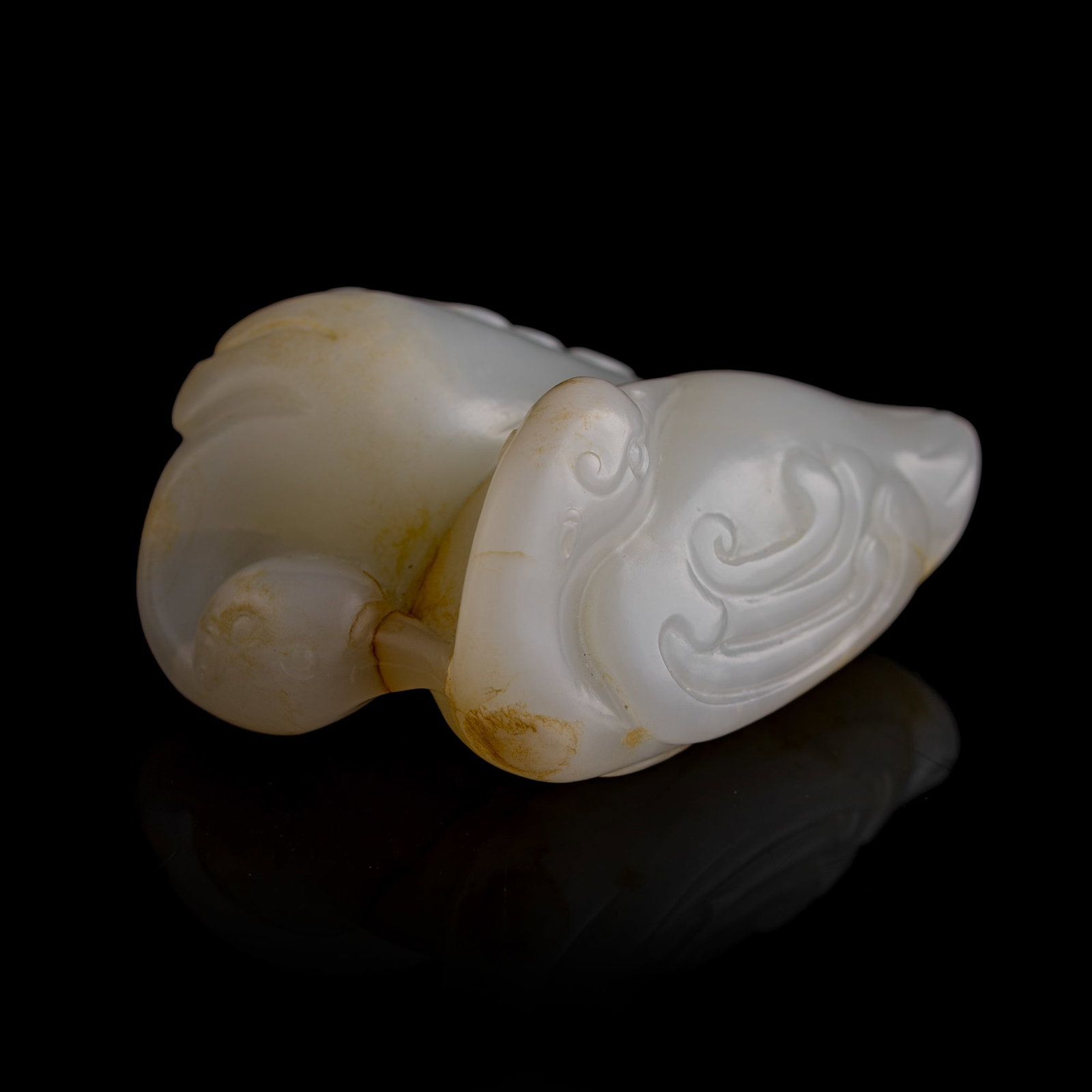 A Chinese white jade mandarin duck-form ornament, 18th century (1 of 8)