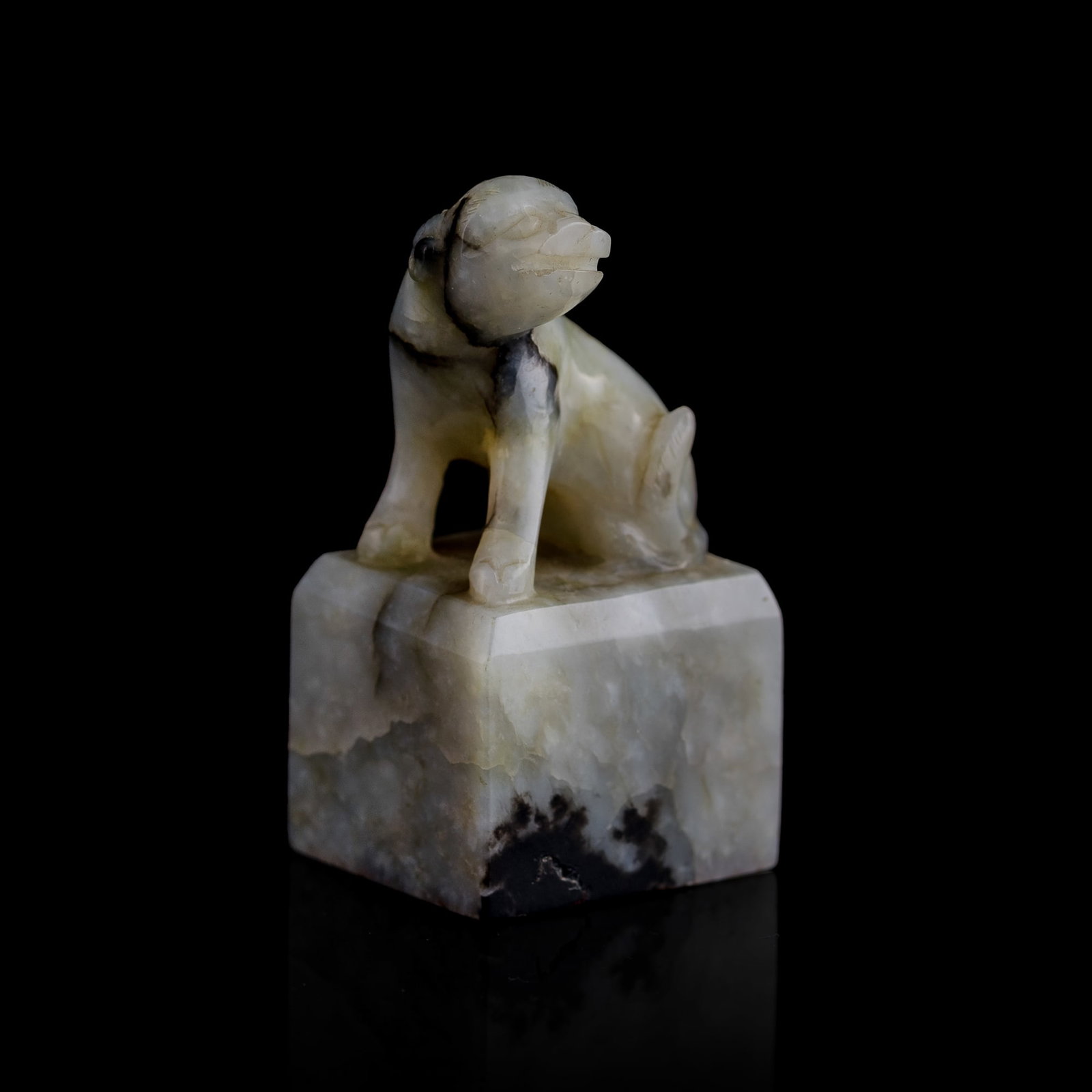 A Chinese jade seal with beast finial, Ming dynasty (1 of 8)
