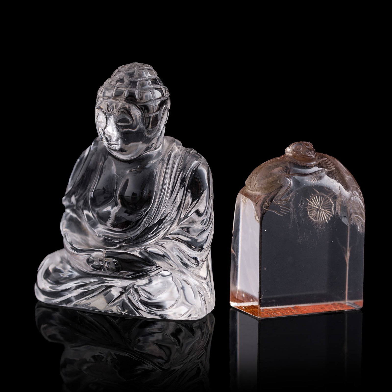 A Chinese crystal seal and Maitreya figure, 19th century (1 of 10)
