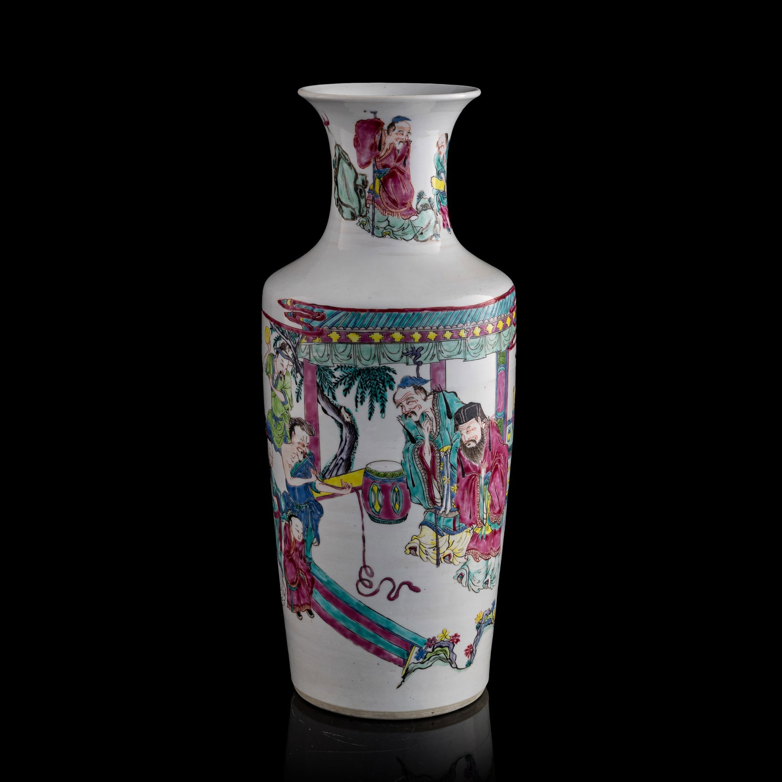 A Chinese famille rose figural vase, Yongzheng period, Qing dynasty (1 of 9)