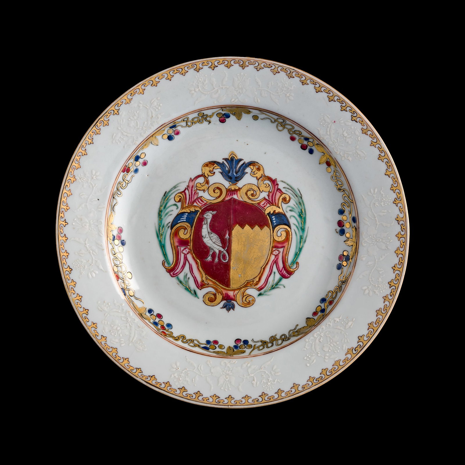 A Chinese export famille rose armorial plate, 18th century (1 of 7)