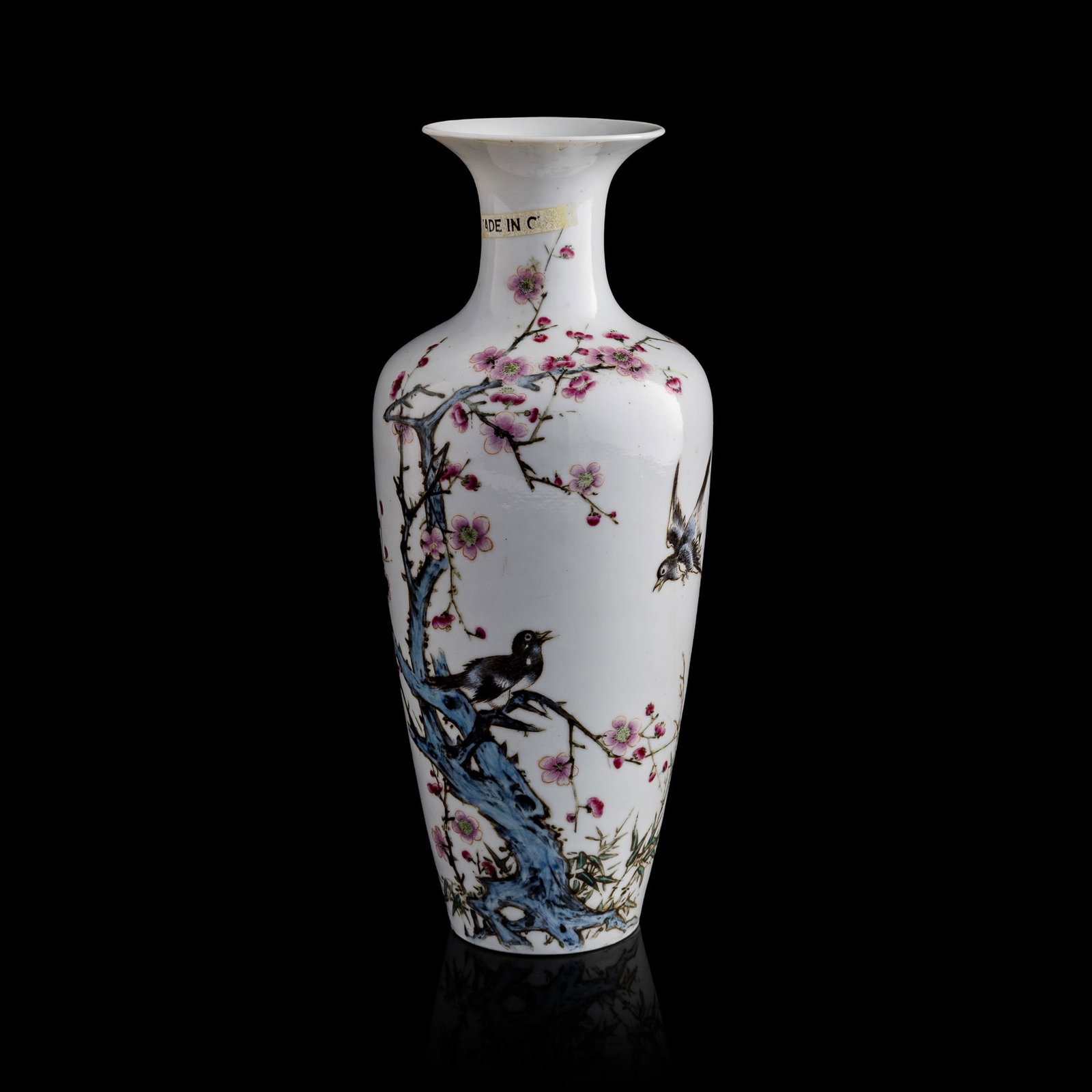 A Chinese famille rose 'Magpies and Prunus' vase, Republic period (1 of 9)