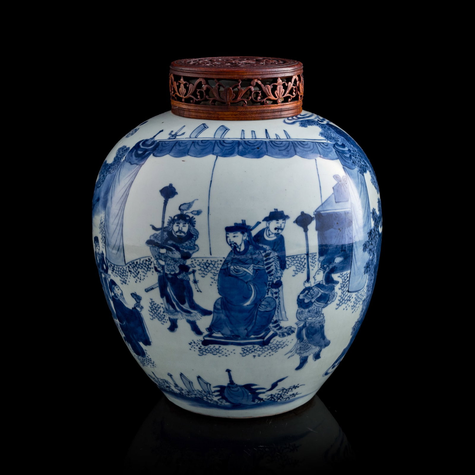 A Chinese blue and white 'figural' jar, 17th century (1 of 10)