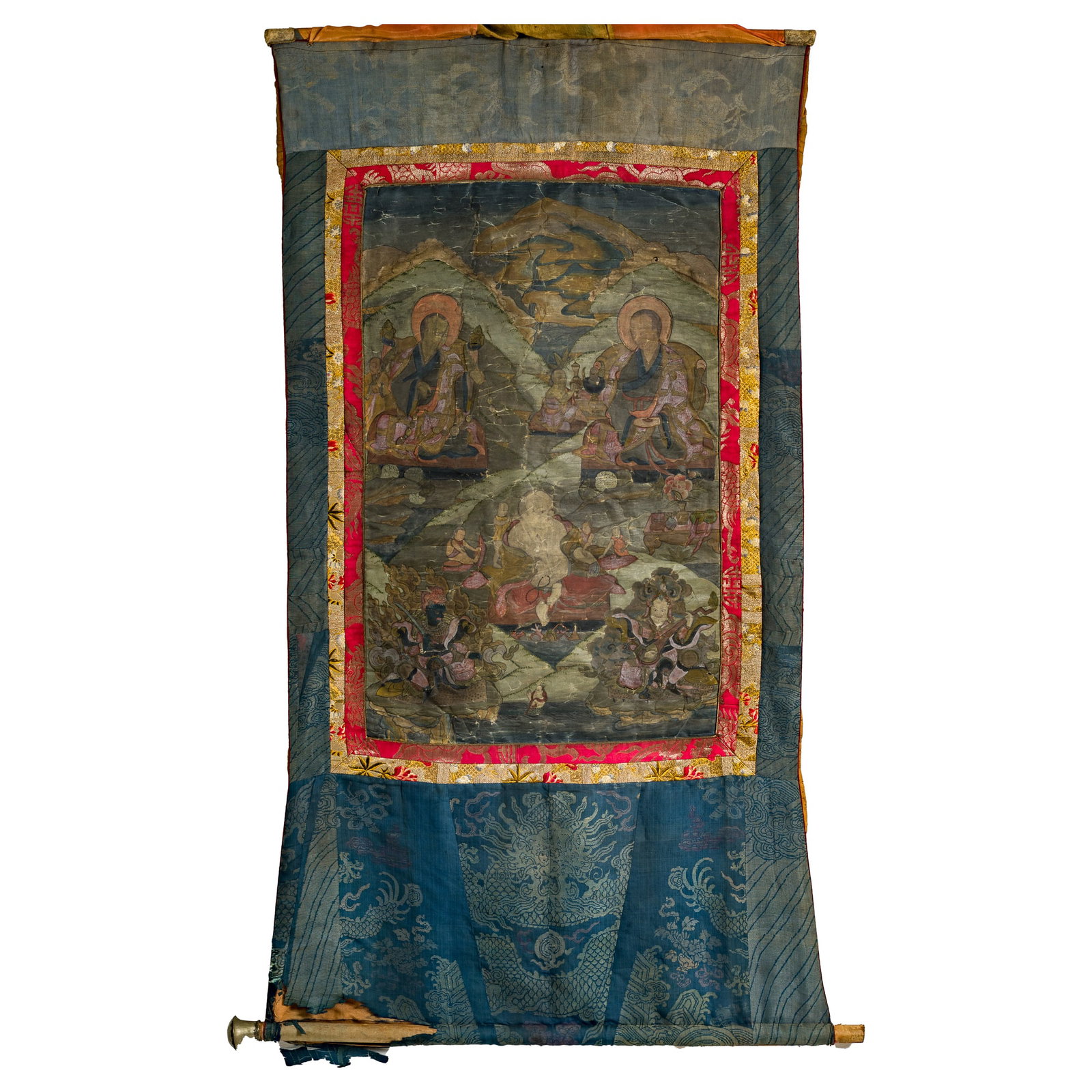 A Tibetan thangka of the mahasiddha Virupa, Qing dynasty: A Tibetan thangka of the mahasiddha Virupa Qing dynasty Sight dimensions: H: 27 1/2, W: 17 3/4 in. (H: 69.6, W: 45.1 cm.) Private collection, Pennsylvania. Click h