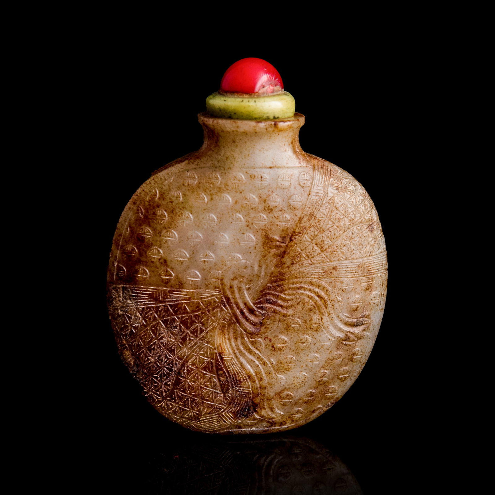A Chinese jade 'tied-bundle' snuff bottle, 18th century (1 of 7)