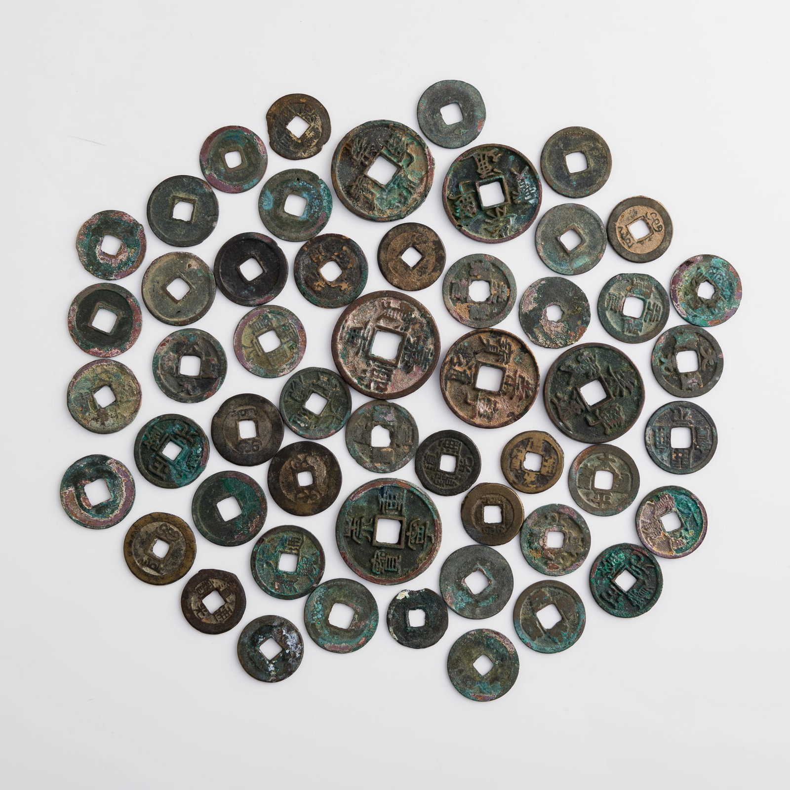 A group of 52 ancient Chinese coins (1 of 6)
