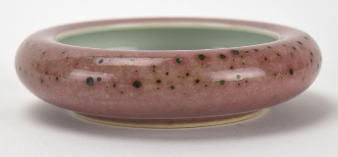 Peach Bloom Glazed Brush Washer, Late19th Century: A Chinese Peach Bloom Glazed Brush Washer, Late 19th Century This peach bloom glazed brush washer has a mottled appearance. It has a six character Kangxi mark, but is of the Late 19th Century. It is a