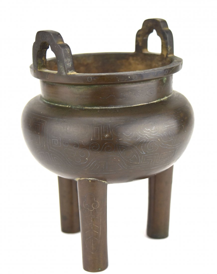 Bronze Ding Shaped Incense Burner, 17-18th Century (1 of 6)