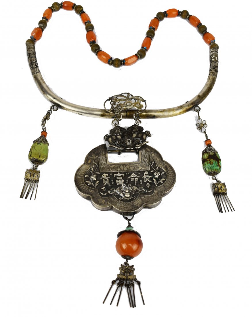 Silver and Gemstone Amulet Necklace, 19th Century (1 of 5)