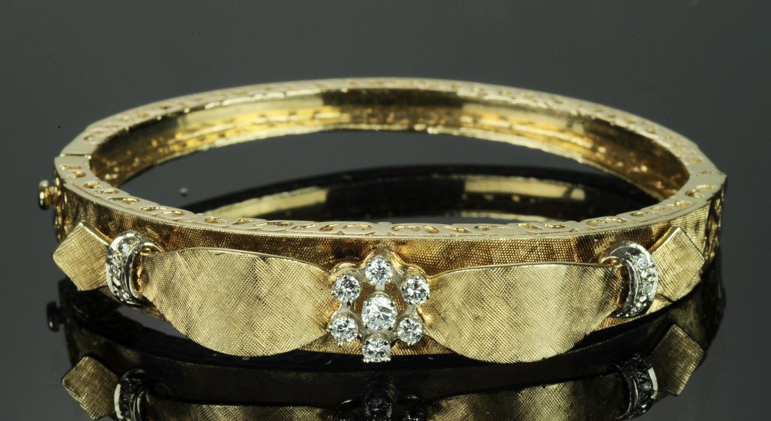Vintage14K Yellow Gold & Diamond Bow Bracelet (1 of 3)