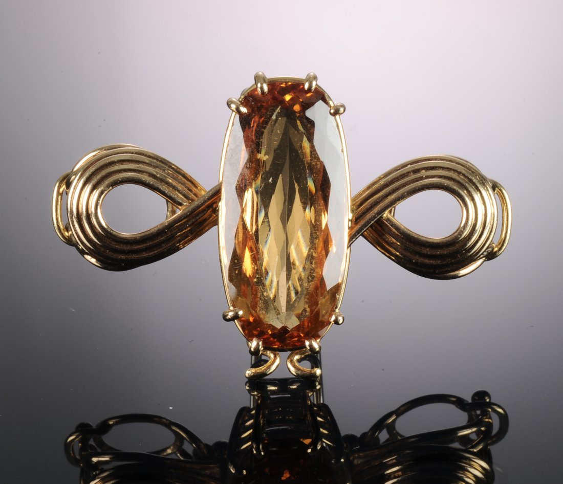 18K Yellow Gold Imperial Topaz Brooch (1 of 5)