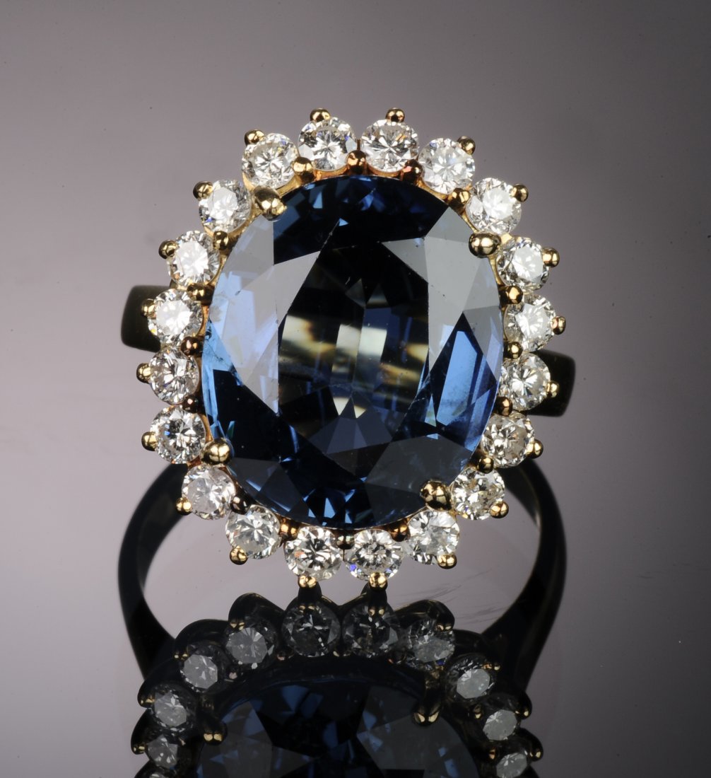 18K Yellow Gold Sapphire and Diamond Ring (1 of 4)