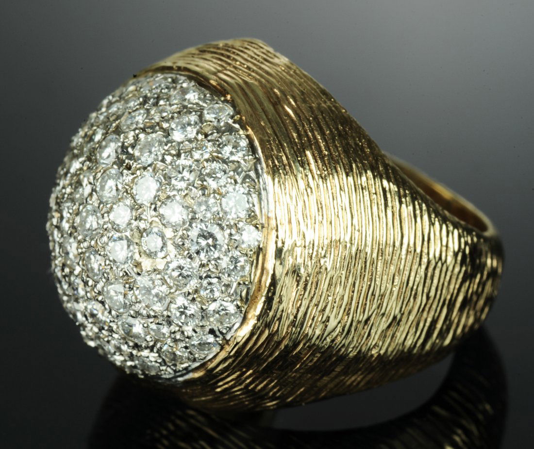 14K Yellow Gold & Diamond Cluster Dome Ring (1 of 6)