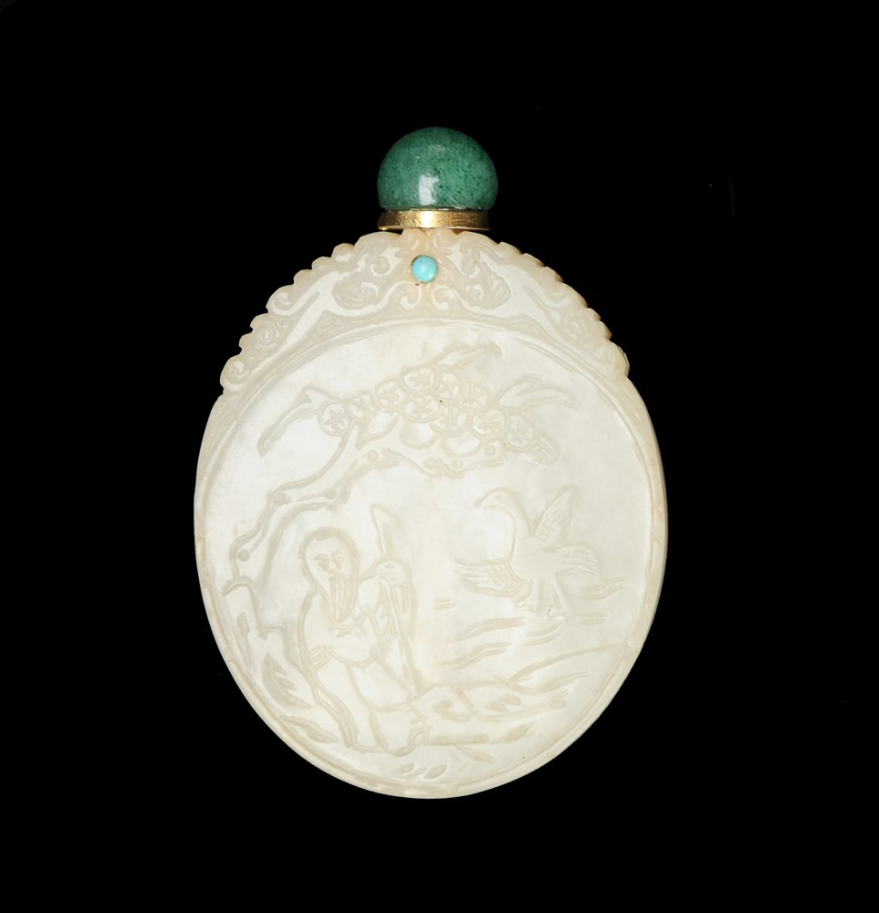 A White Jade Plaque Made Into a Snuff Bottle (1 of 3)