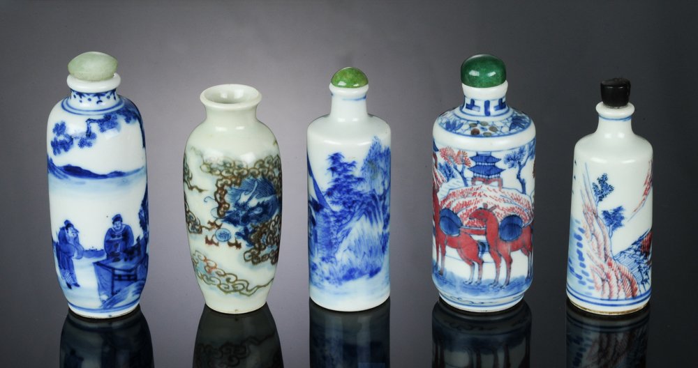 Five Porcelain Snuff Bottles, 19th Century (1 of 10)