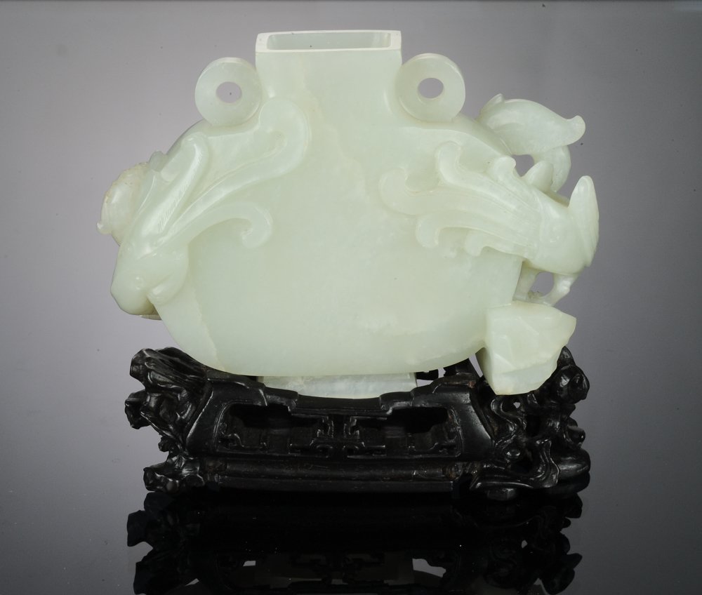 A Jade Square Vase with Zitan Base (1 of 10)